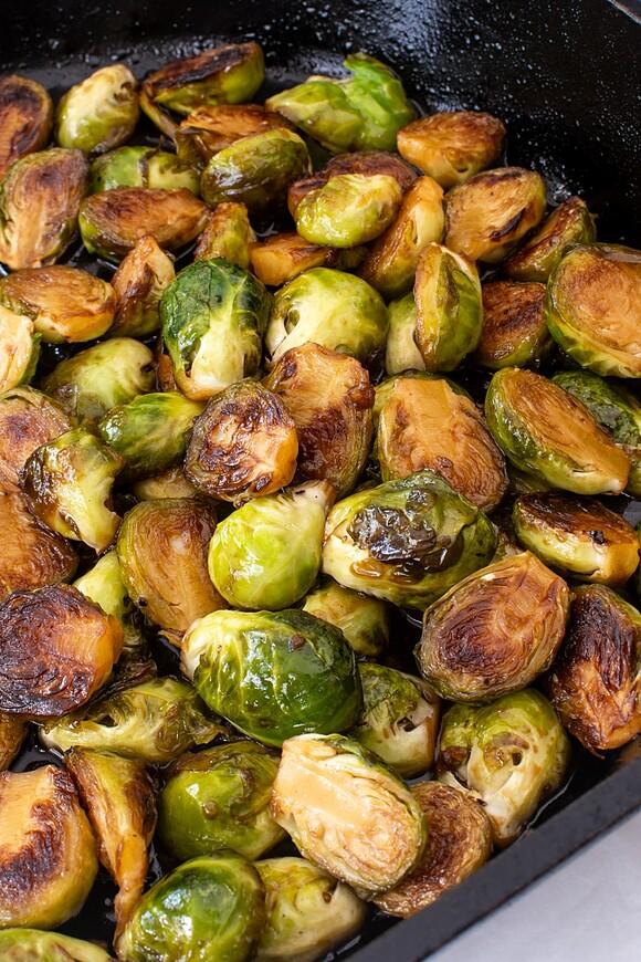 Honey-balsamic glazed Brussels sprouts