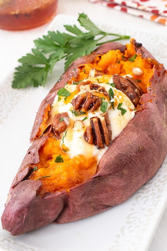Hot honey baked sweet potatoes