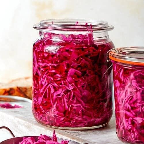 Bright & tangy pickled red cabbage