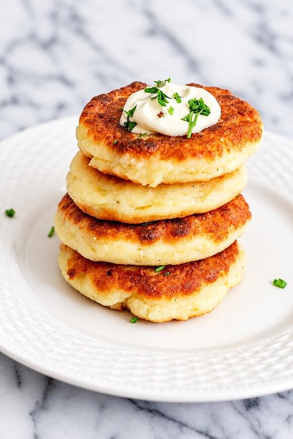 Easy potato pancakes with leftover mashed potatoes