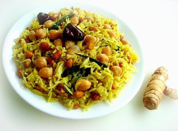 Mango ginger and chickpeas lemon rice