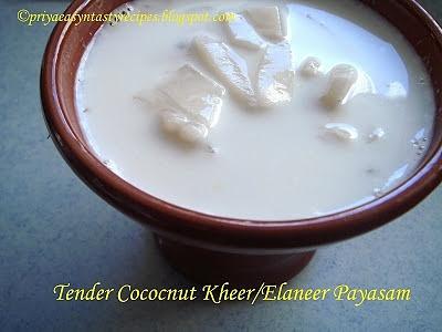 Tender coconut kheer elaneer payasam
