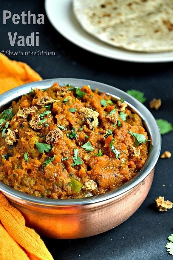 Petha vadi - north indian sweet and spicy pumpkin sabzi with vadi