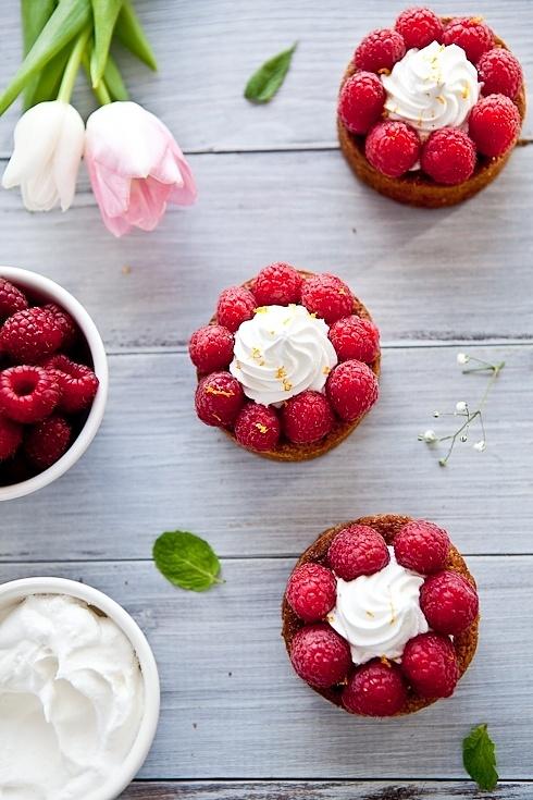 Raspberry pistachio frangipane tart with meyer lemon chantilly