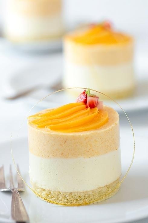 Peach chamomile mousse cakes