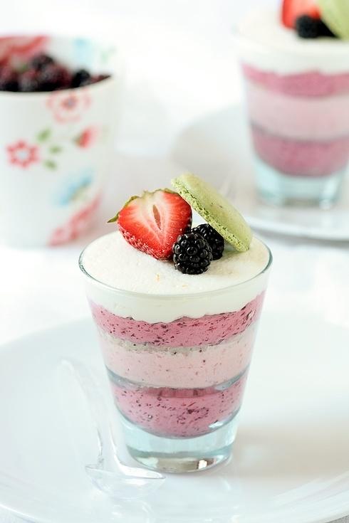 Berry Mousse and Lemon Poppy Seed Cake Verrines