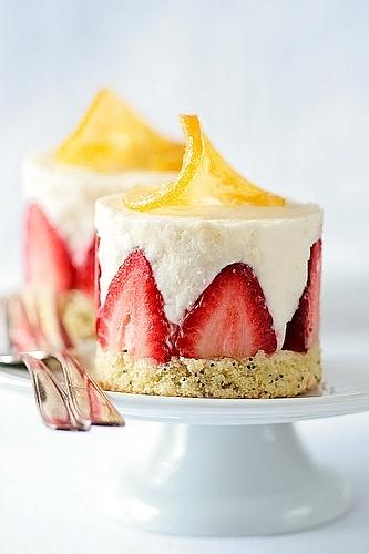 Lemon poppy seed cake with meyer lemon mousse
