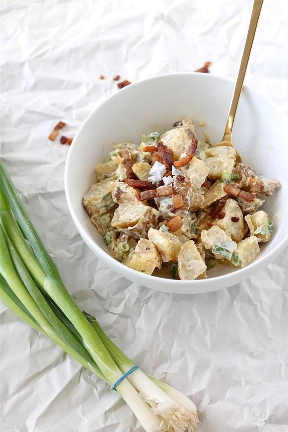 Potato Salad with Pork Belly and Green Onions