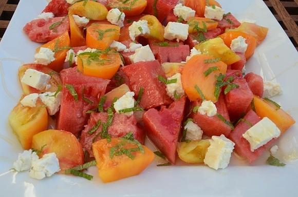 Watermelon and Tomato Salad with Feta and Mint