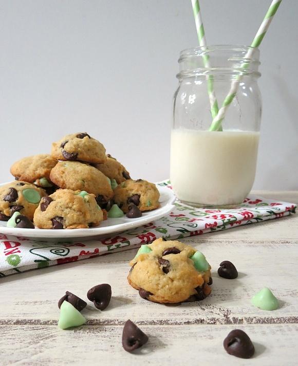 Lightened up mint chocolate chip cookies