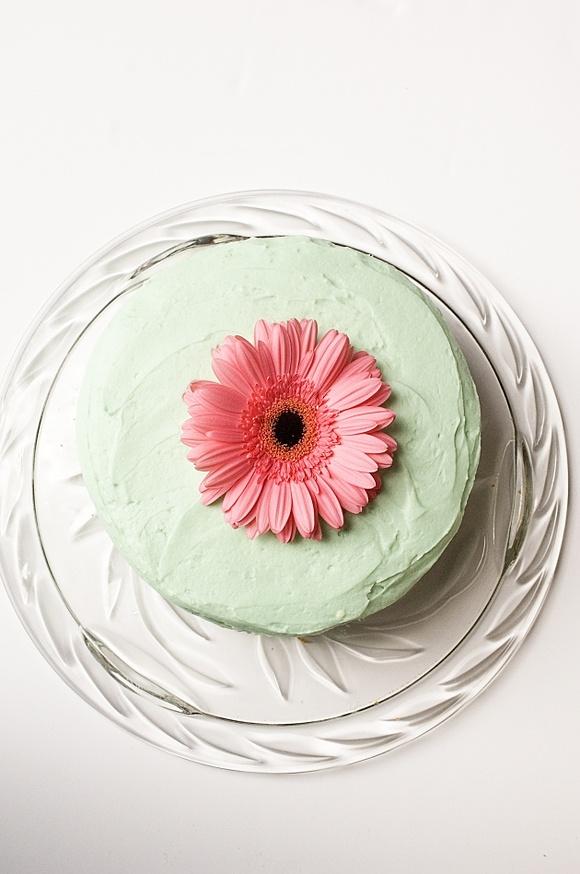 Simple white cake with vanilla buttercream frosting