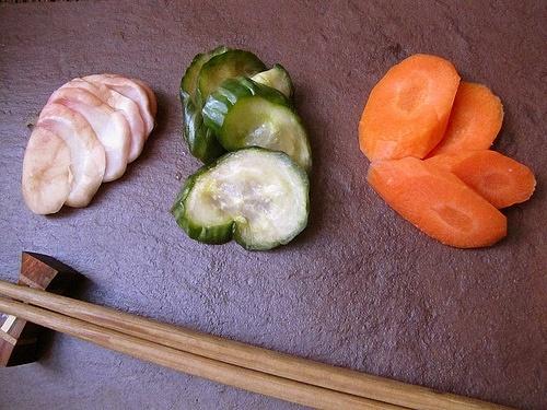 Carrot cucumber and radish oshinko japanese pickles
