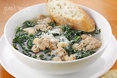 Turkey Sausage, Kale and White Bean Soup