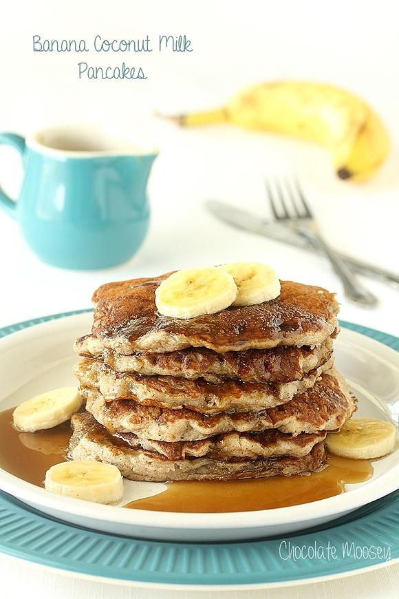 Banana coconut milk pancakes dairy free