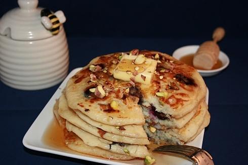 Blueberry and Pistachio Pancakes