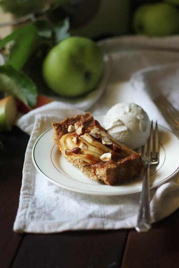 Hazelnut Apple Tart with Date Caramel