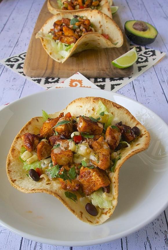 Chicken tostada salad
