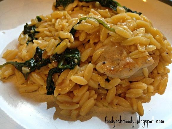 Lemony spinach and chicken orzo
