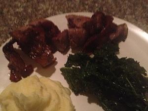 Bacon-wrapped pork tenderloin with cherry chutney