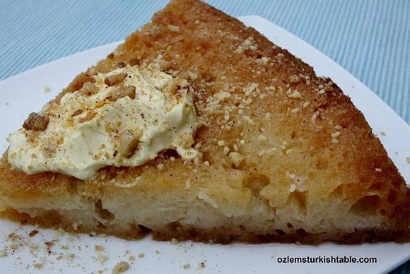 Turkish bread pudding in syrup with ekmek kadayifi
