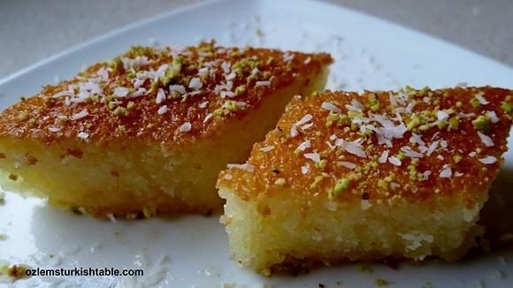 Revani - moist semolina cake in syrup