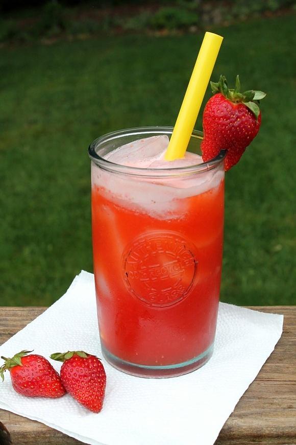 Homemade strawberry lemonade with vodka