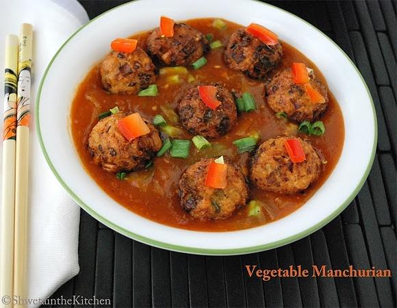 Vegetable manchurian gravy - vegetarian indo-chinese recipe