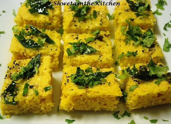 Instant khaman dhokla gram flour cake microwave version