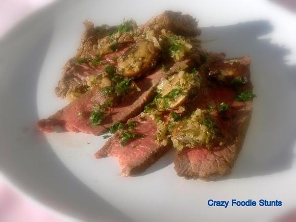 London Broil with Mushroom Vinaigrette