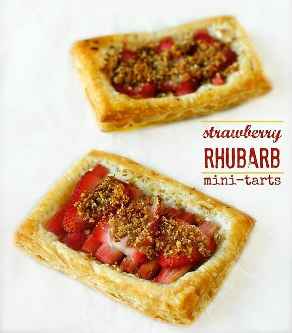 Strawberry and rhubarb mini tarts