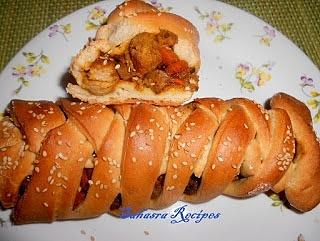 Braided bread stuffed with fried filling