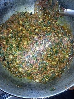 Methi leaves and togari kalu (green pigeon peas) bhath