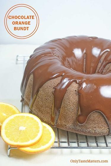 Chocolate orange bundt cake with grand marnier ganache