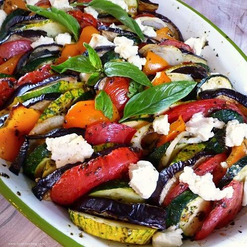 Provençal Vegetable Tian with Goat Cheese and Basil Pesto