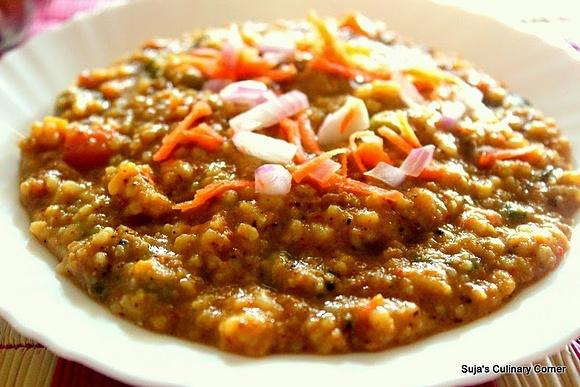 Karnataka style bisibelebath with sambar rice