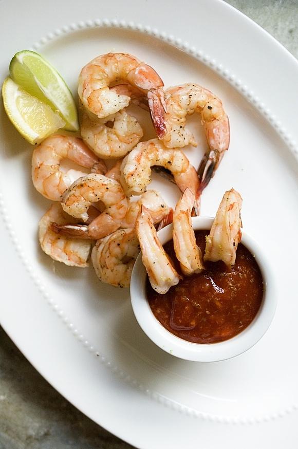 Roasted shrimp cocktail with sriracha lime dipping sauce and easy thanksgiving appetizers
