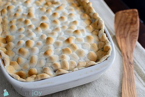 Sweet potato casserole with toasted marshmallows