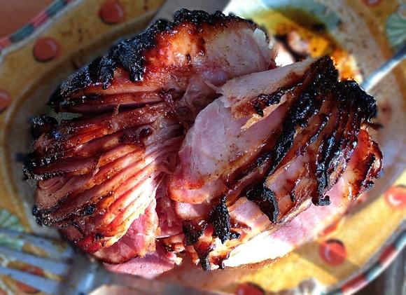 Honey maple mustard sriracha glazed baked ham