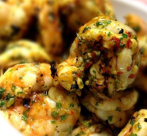 Spicy lemongrass grilled shrimp and vietnamese egg roll vermicelli salad bowl