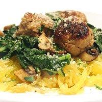 Sheet Pan Spaghetti Squash with Turkey Meatballs