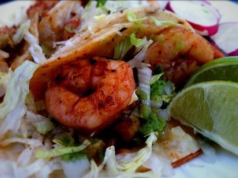 Shrimp tacos at tacos chapalita in lincoln heights los angeles