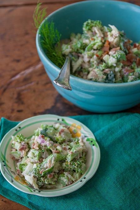 Broccoli salad with cheddar and bacon