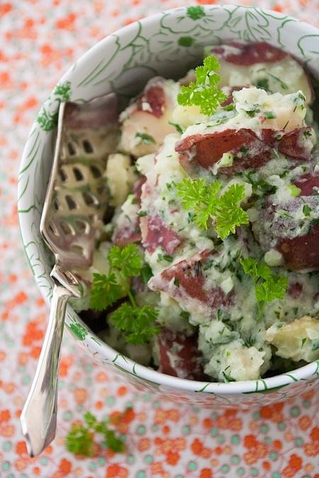 Herb smashed new potatoes