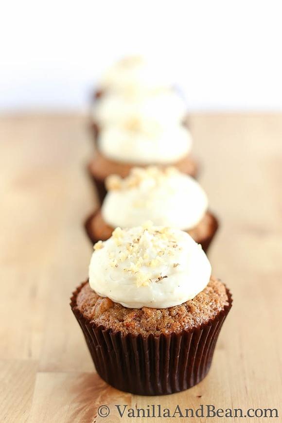 Carrot cupcakes with lemon cream cheese frosting