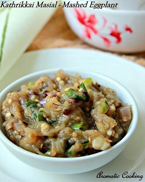 Kathrikkai masial or mashed eggplant south indian dish