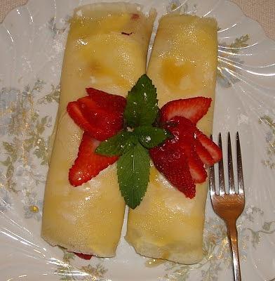 Strawberry banana and cheese crepes for breakfast or dessert