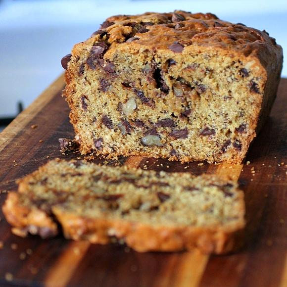 Chocolate chip walnut and date sourdough cake