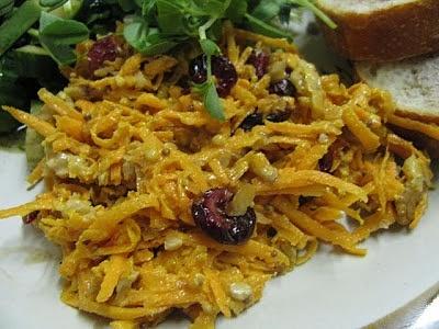 Carrot, walnut, and cranberry salad