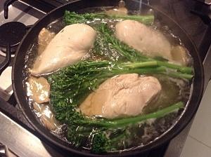 Ginger poached chicken with coriander dressing