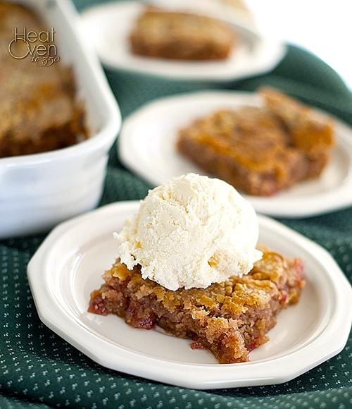 Strawberry rhubarb dump cake from scratch